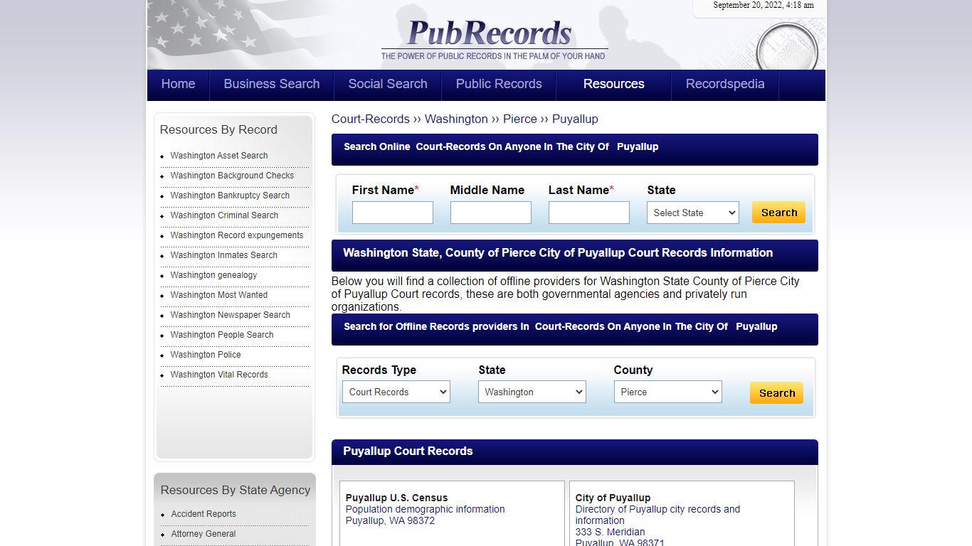 Puyallup, Pierce County, Washington Court Records